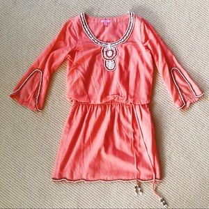Unreal! Salmon linen beaded Lilly Pulitzer dress